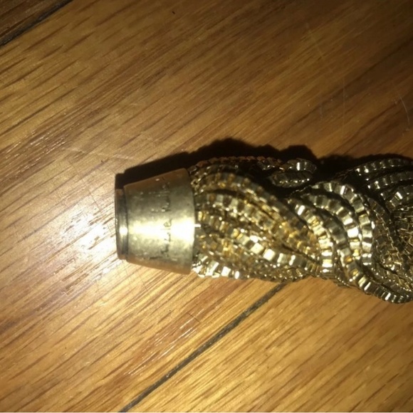 Nicole Miller metallic sparkly Designer Braided Chain Bracelet Gold Rope Magnet - Picture 2 of 3